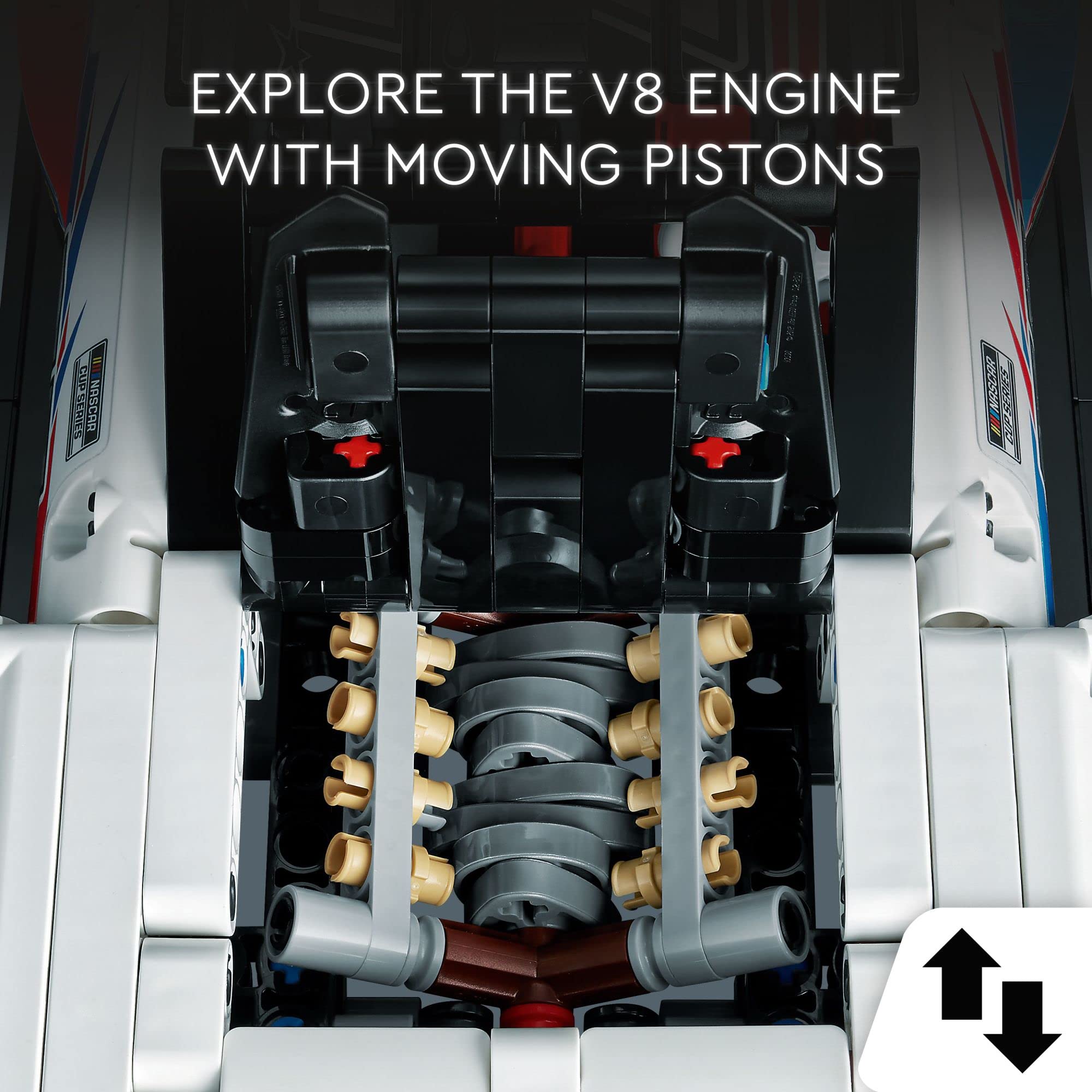 LEGO Technic NASCAR Camaro ZL1 steering mechanism for realistic handling