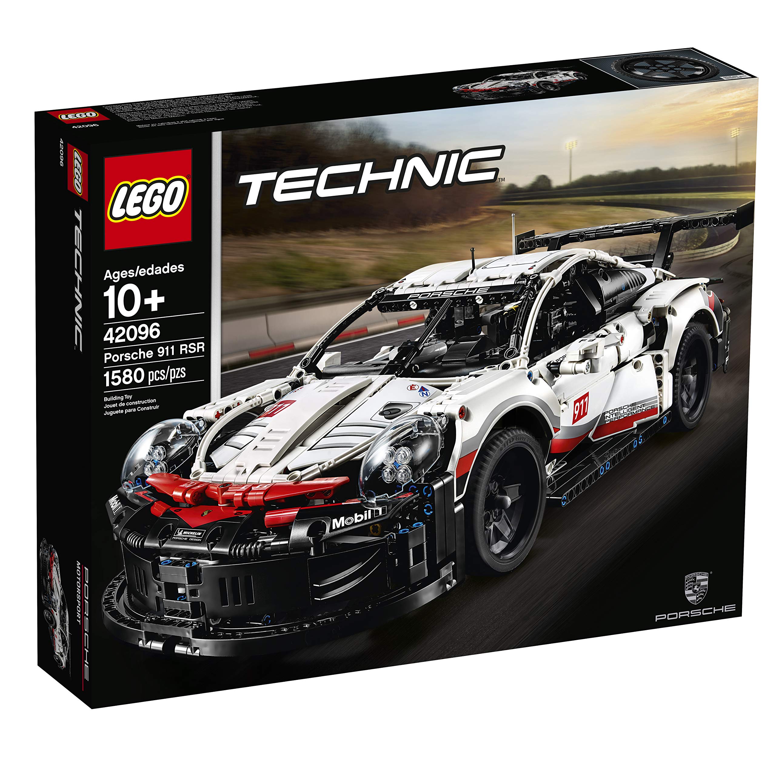 LEGO Technic Porsche 911 RSR cockpit with track map for immersive building