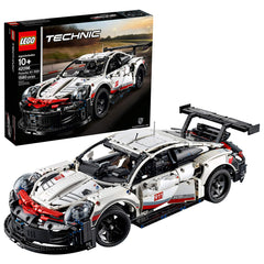 LEGO Technic Porsche 911 RSR front view, ideal for display and engineering appreciation