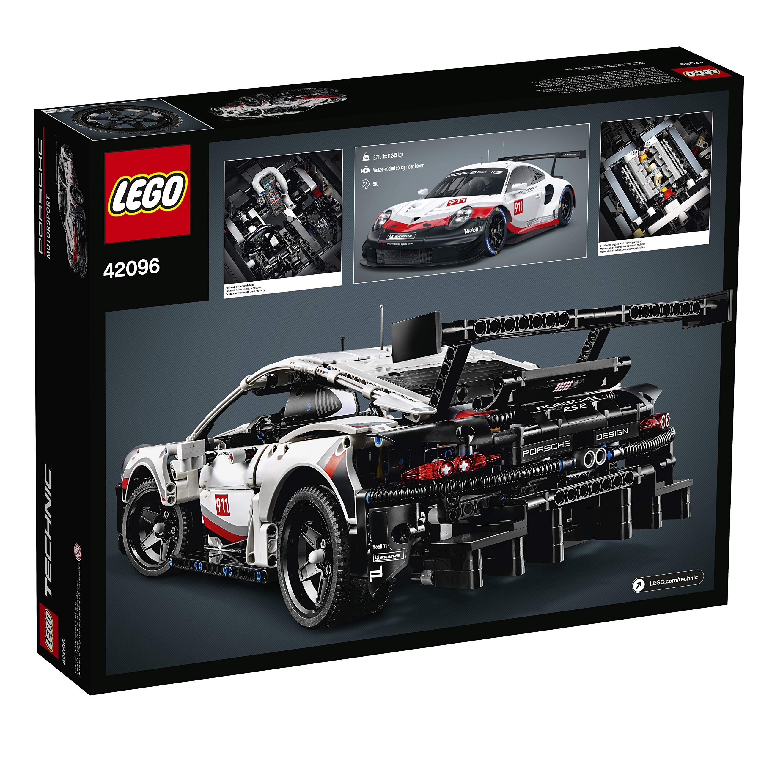 LEGO Technic Porsche 911 RSR rims and lights for display-worthy accuracy