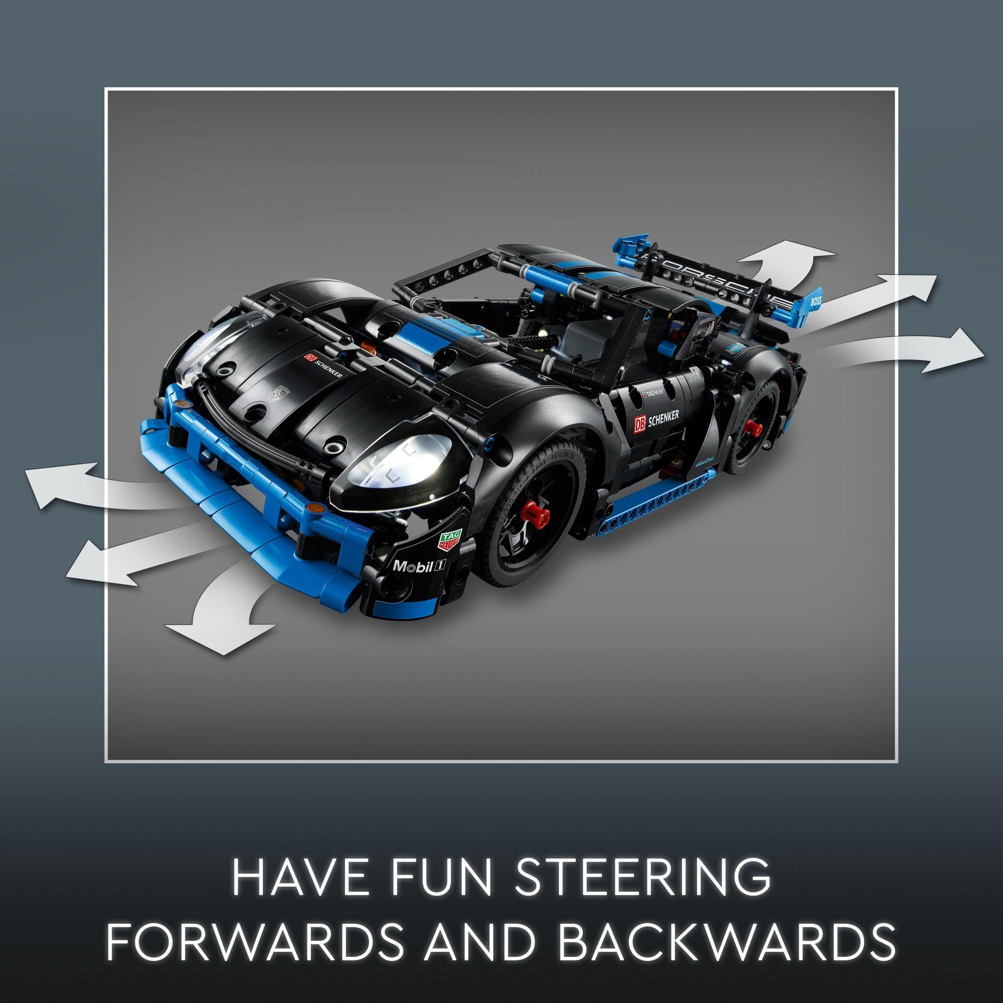 LEGO Technic Porsche GT4 e-Performance LED lights boost nighttime realism and visibility