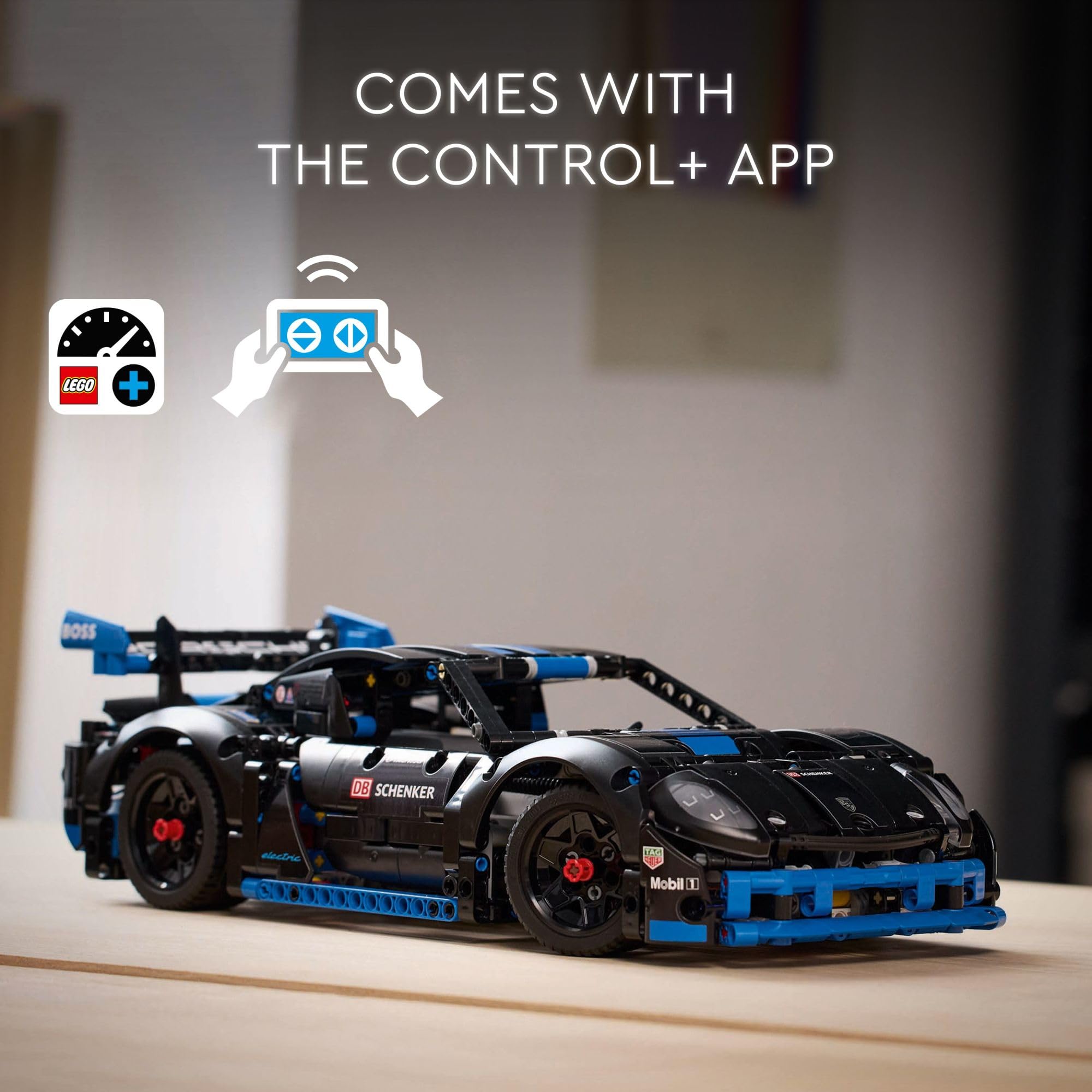 LEGO Technic Porsche GT4 e-Performance rear view emphasizes intricate engineering cues