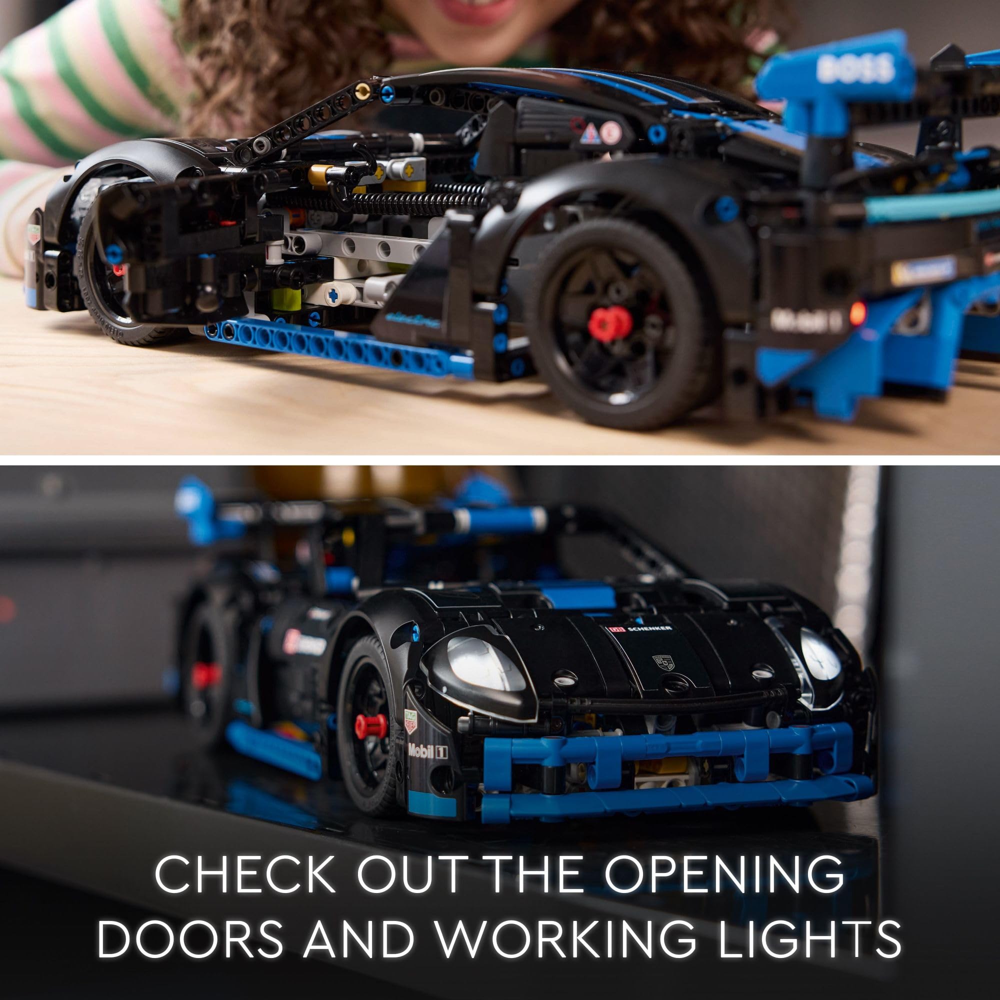 LEGO Technic Porsche GT4 e-Performance rechargeable battery powers longer building and driving sessions