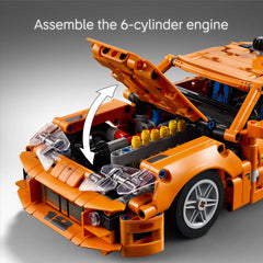 LEGO Technic Supra opening hood reveals the engine bay access.