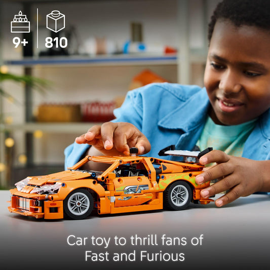 LEGO Technic Toyota Supra MK4 6-cylinder engine detail for authentic movement.