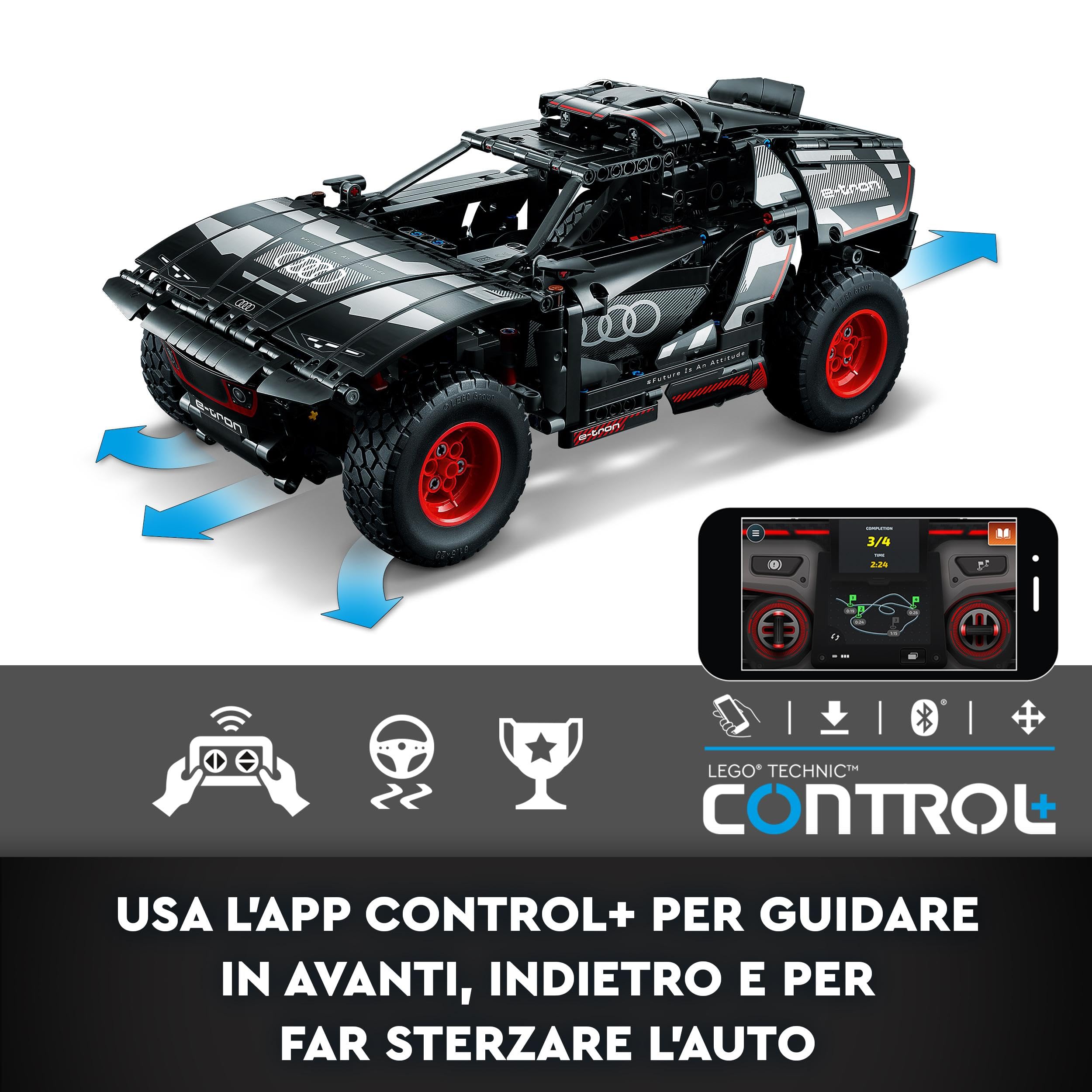 LEGO Technic Audi RS Q e-tron 42160 CONTROL+ app interface for driving and steering