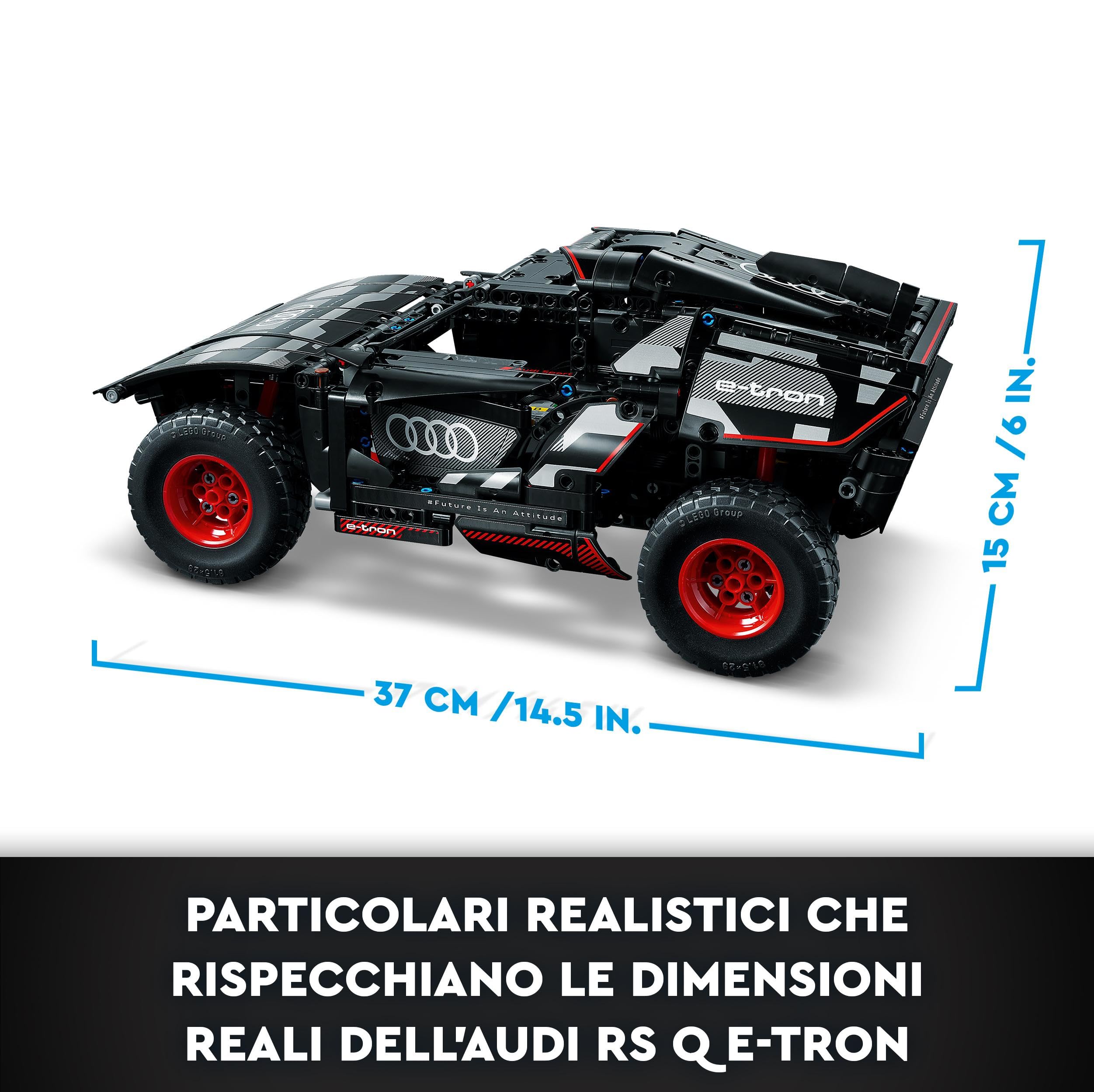 LEGO Technic Audi RS Q e-tron 42160 suspension close-up for authentic handling realism