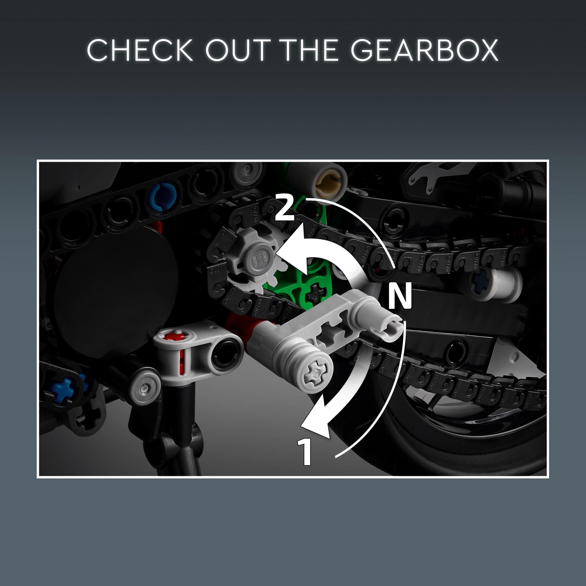 LEGO Technic Kawasaki Ninja H2R engine and turbo detail demonstrates mechanical realism