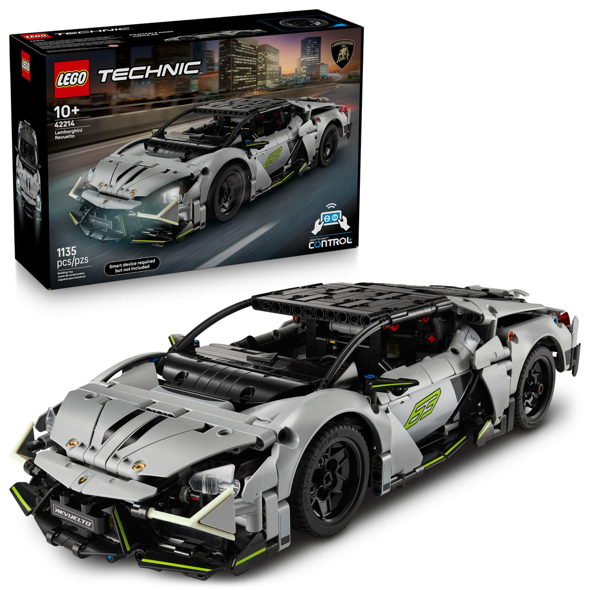 LEGO Technic Lamborghini Revuelto aero body detail for authentic display and imaginative play.