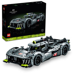 LEGO Peugeot 9X8 front-angle view with authentic sponsor decals for collectors.