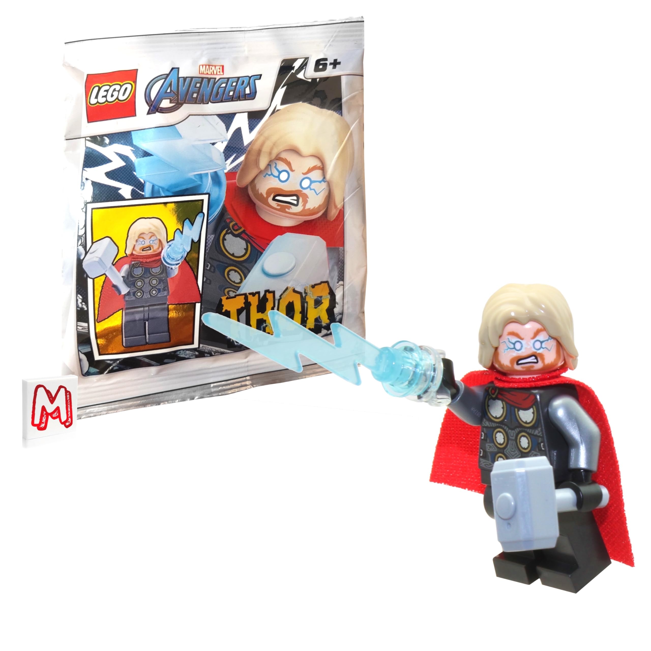LEGO Thor figure with Mjolnir hammer for imaginative play and display