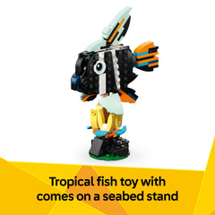 LEGO Tropical Fish fins with 360-degree rotation for dynamic underwater pretend play.
