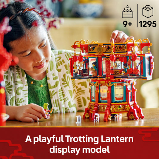 LEGO Spring Festival Trotting Lantern upper tier reveals three festive scenes for play.