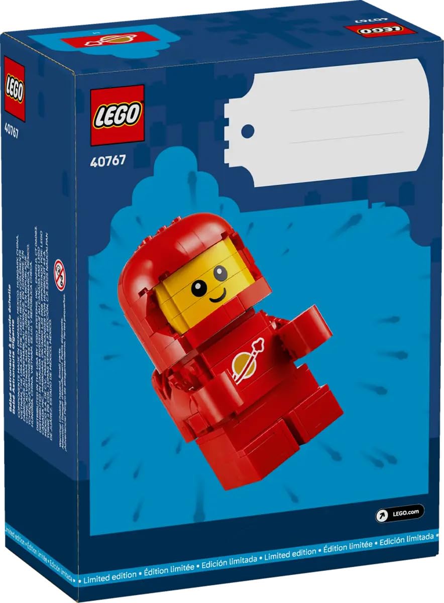 LEGO Up-Scaled Baby Astronaut 40767 red outfit highlights authentic space vibe for collectors.