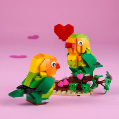 LEGO Valentine Lovebirds big red heart centerpiece for celebratory display.