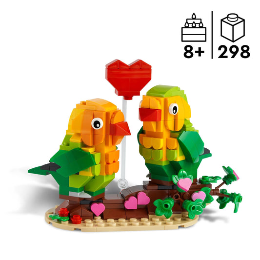 LEGO Valentine Lovebirds pink flowers detail, ideal as a thoughtful Valentine's gift.