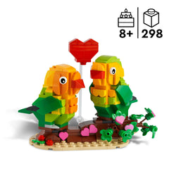 LEGO Valentine Lovebirds pink flowers detail, ideal as a thoughtful Valentine's gift.