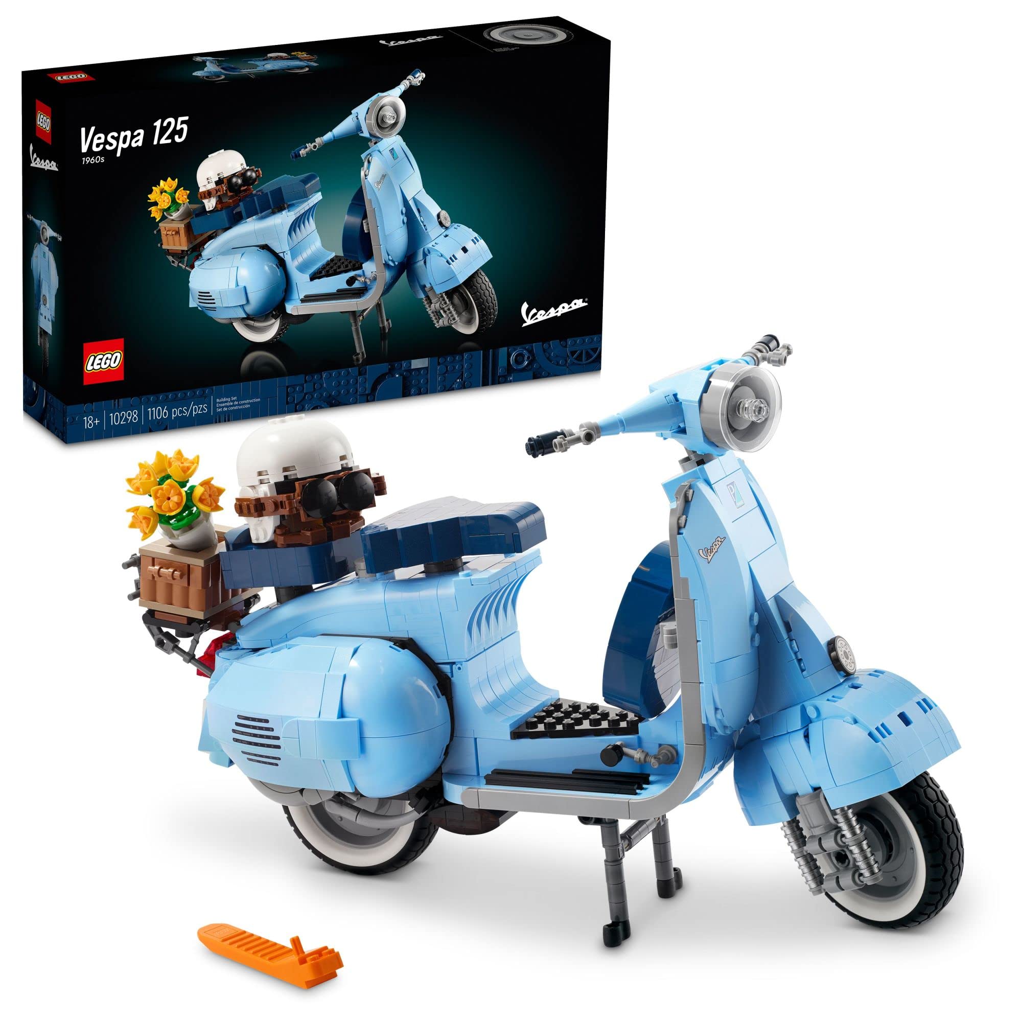 LEGO Vespa 125 model front view for elegant display and collection.