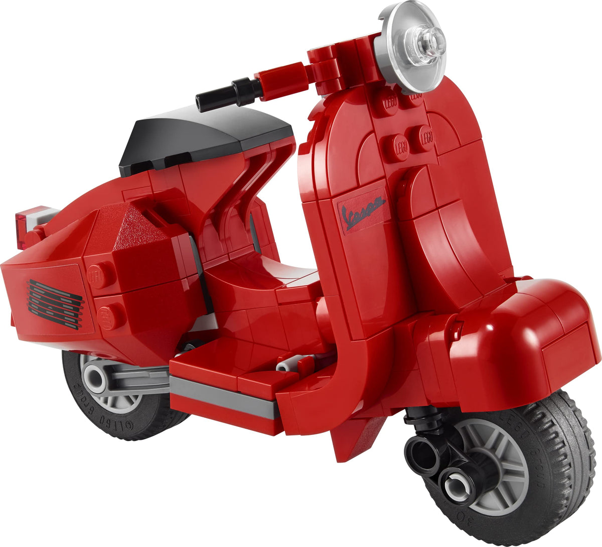 LEGO Vespa Mini Moped front view, ideal for display and collection.