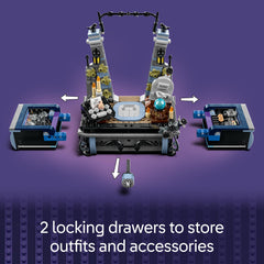 LEGO Wednesday Addams figure with typewriter and accessories for storytelling prompts.