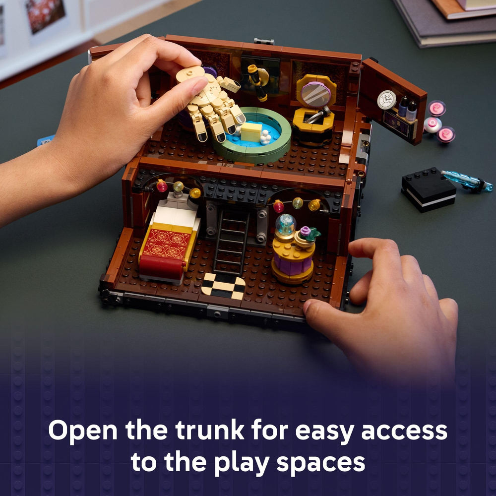 LEGO Wednesday Enid minidoll figure interacting with the living space for dynamic scenes.