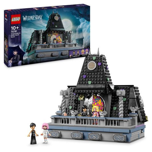 LEGO Wednesday room set with four dolls for imaginative storytelling and display