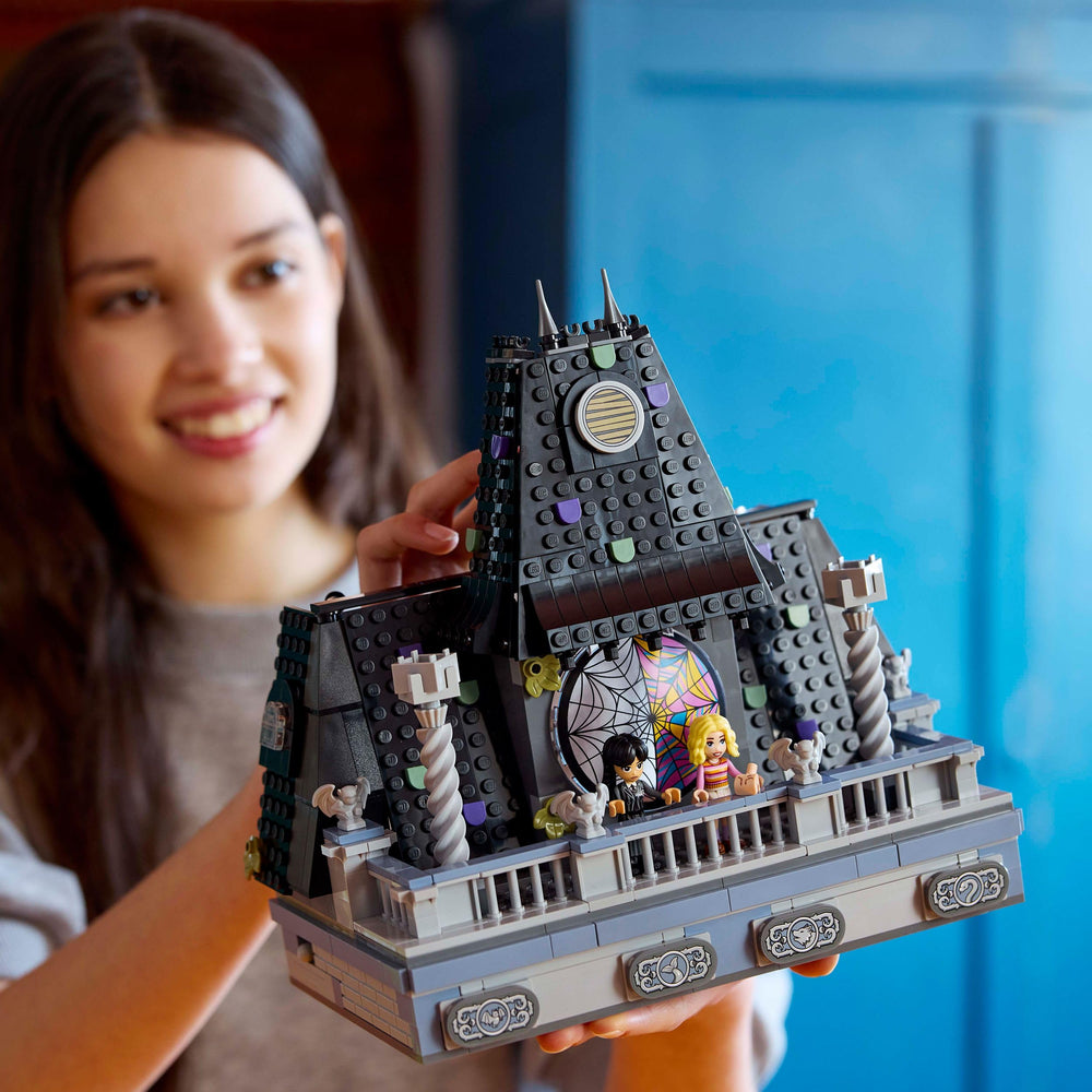 LEGO Wednesday dorm detail includes typewriter and cello accents
