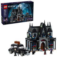 LEGO Wednesday Morticia's Cottage front view sparks spooky storytelling during pretend play.