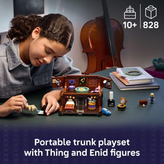 LEGO Wednesday Thing’s Apartment trunk inside bed chair hat highlights cozy space fueling storytelling adventures.