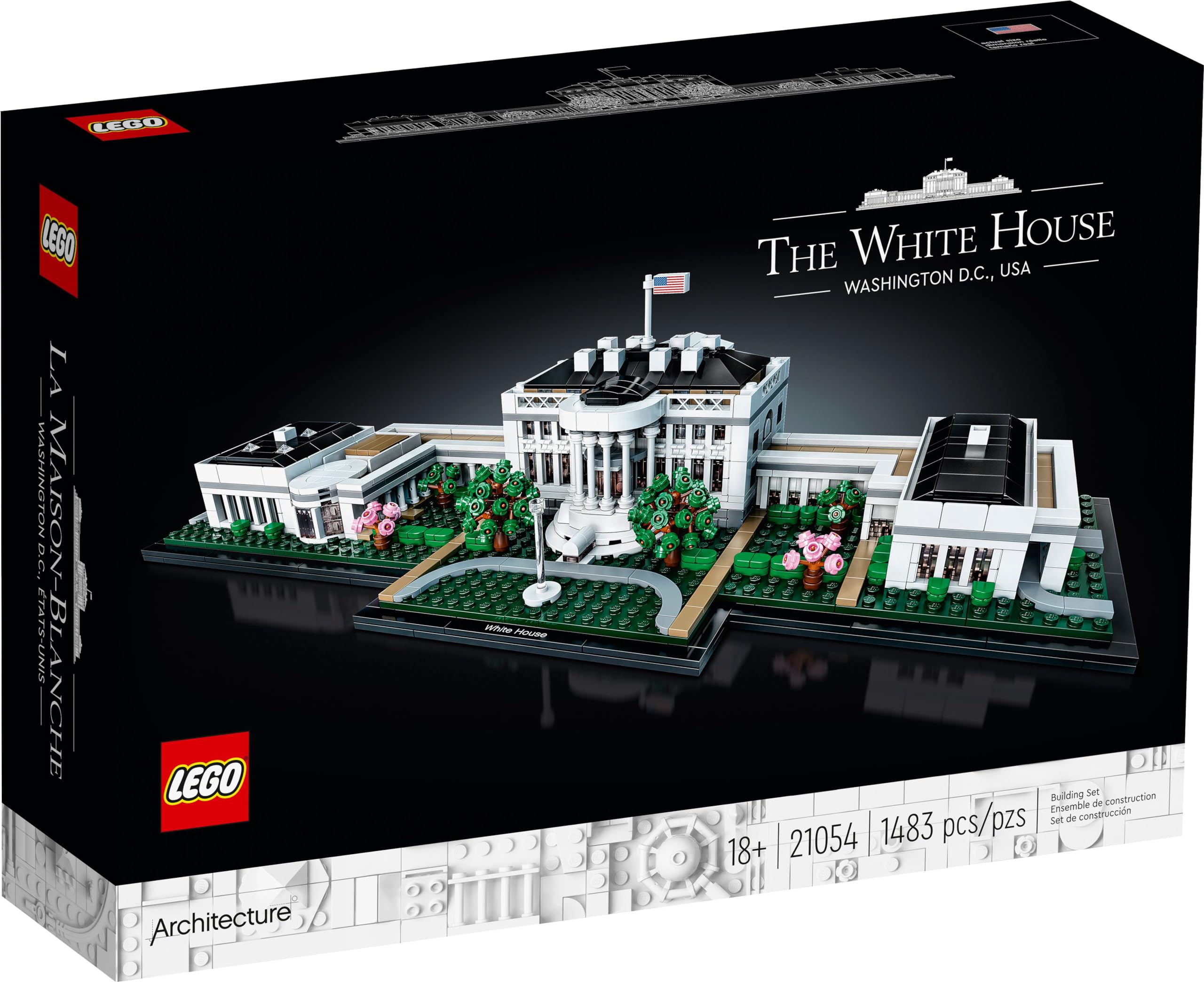 LEGO White House executive residence and wings with connecting colonnades