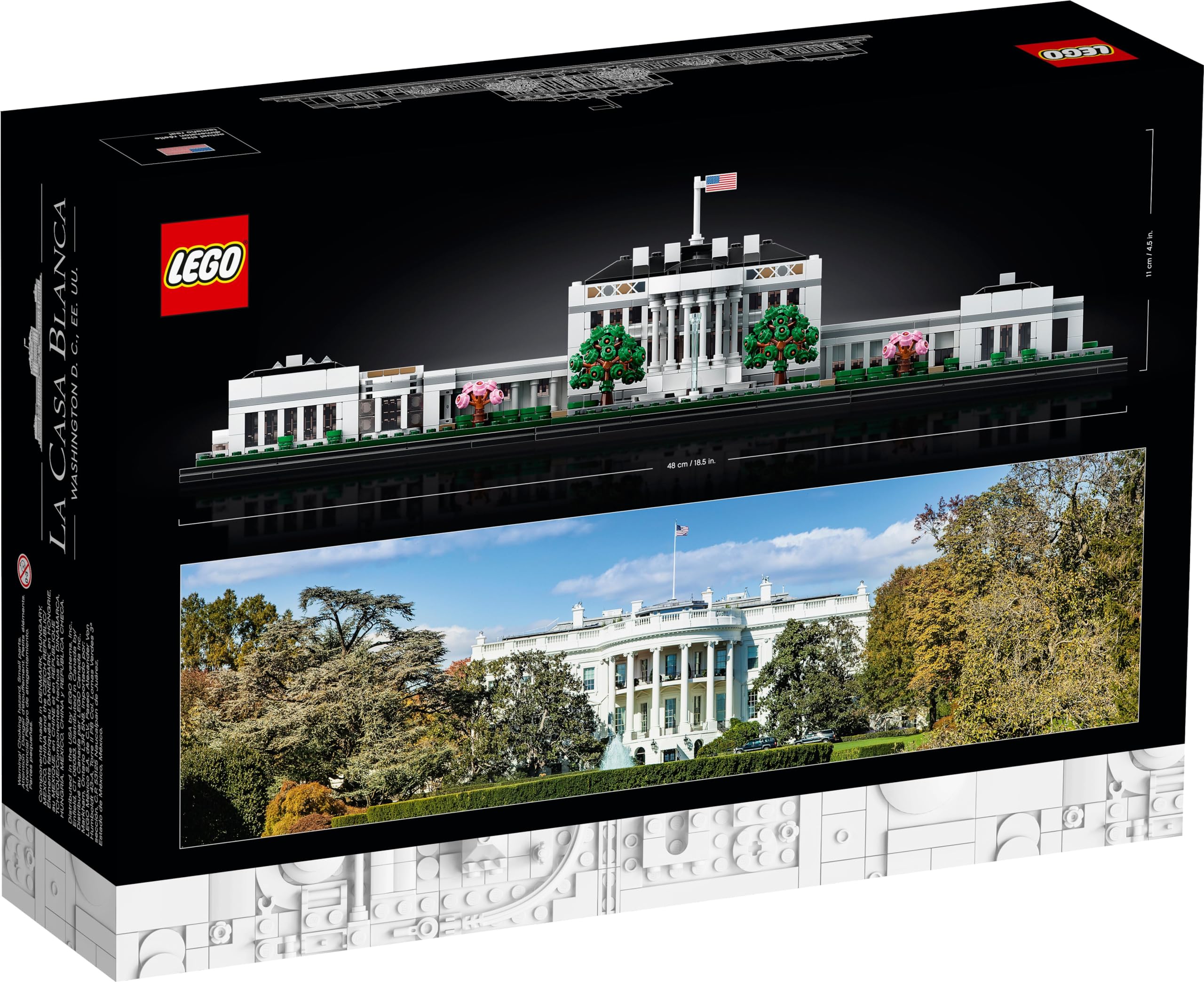 LEGO White House garden areas including Jacqueline Kennedy Garden and Rose Garden