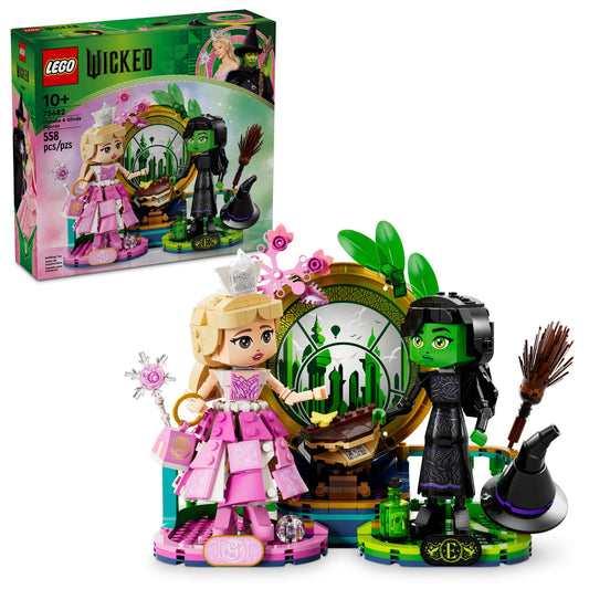 LEGO Wicked Elphaba & Glinda figures with display-ready poses and movie-inspired detail.