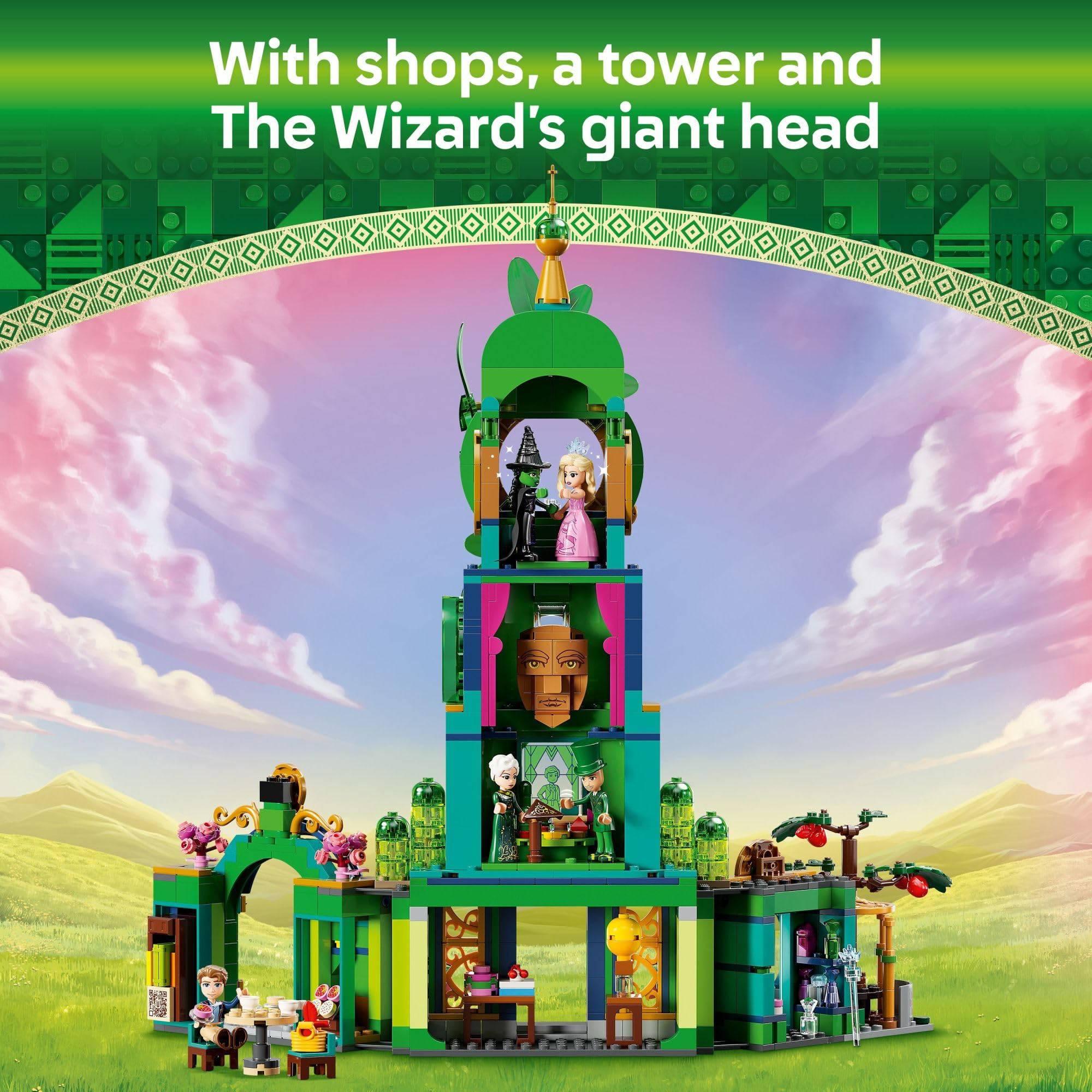 LEGO Wicked Emerald City storefront with candy apple stand for scene play
