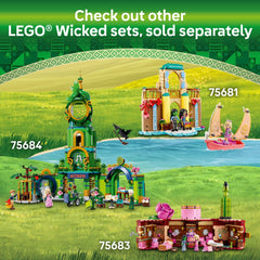 LEGO Wicked figures on display stand showing height differences for shelf setup.