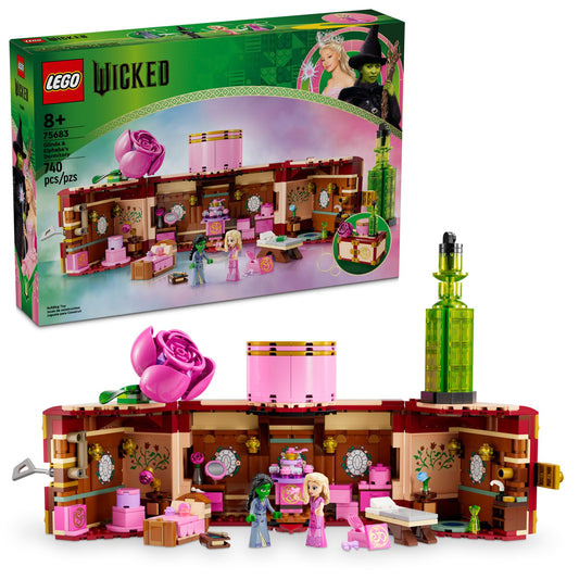 LEGO Wicked Glinda Elphaba dormitory dollhouse with detailed dorm room for imaginative play