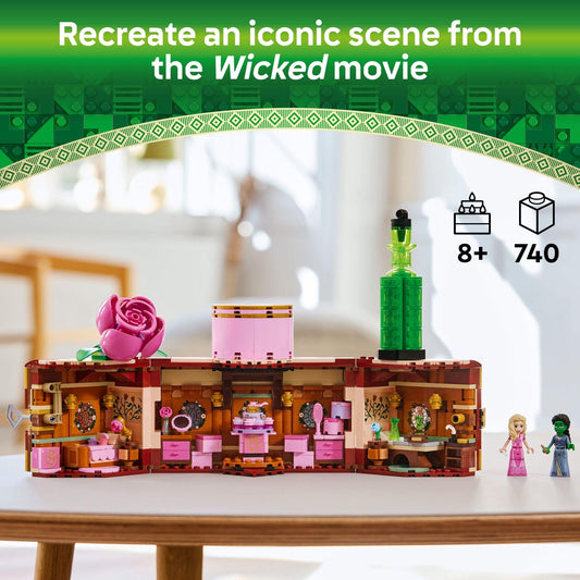 Open LEGO Wicked dormitory trunk showing portable dollhouse transformation