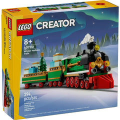 LEGO Winter Holiday Train 40700 front view highlights brick detailing for display.