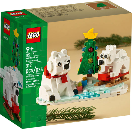 LEGO Wintertime Polar Bears 40571: sleigh scene for festive display and family building.