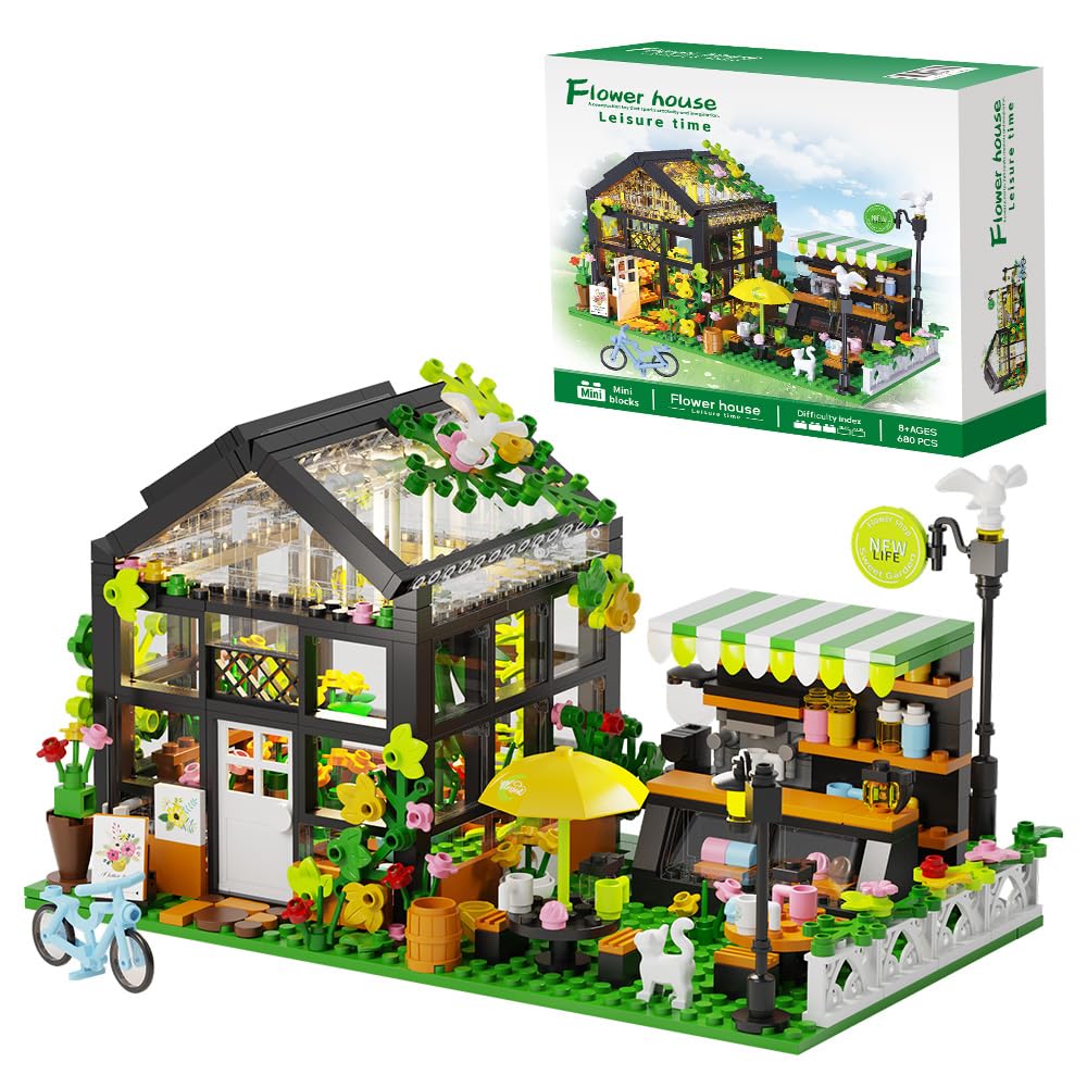 LEGPS YYDS Flower House Building Set with LED illuminates cozy night play