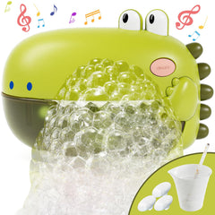 Lehoo Castle bubble machine creates playful bath bubbles with the dinosaur toy.