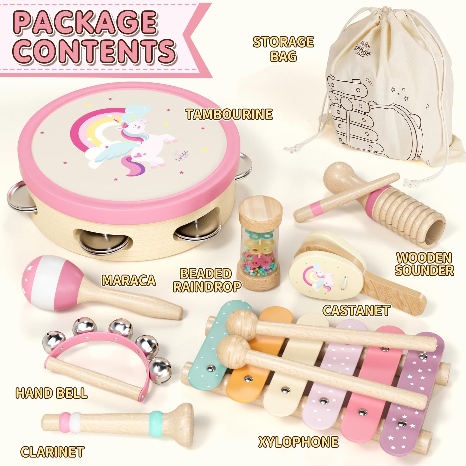 Lehoo Castle group-play instrument set ideal for classroom or daycare social music activities.