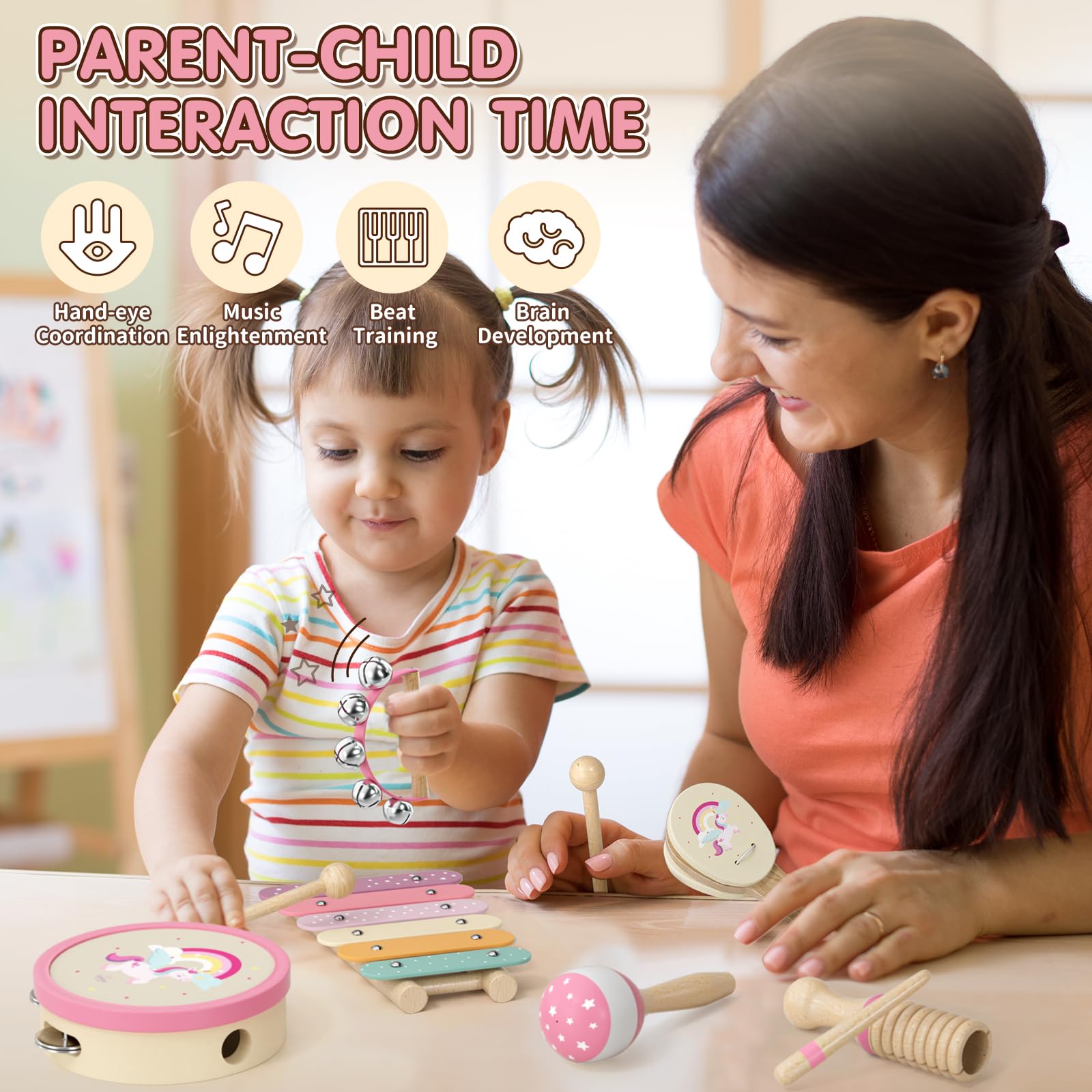 Lehoo Castle Montessori wood set supports hands-on learning and sensory exploration with natural finishes.