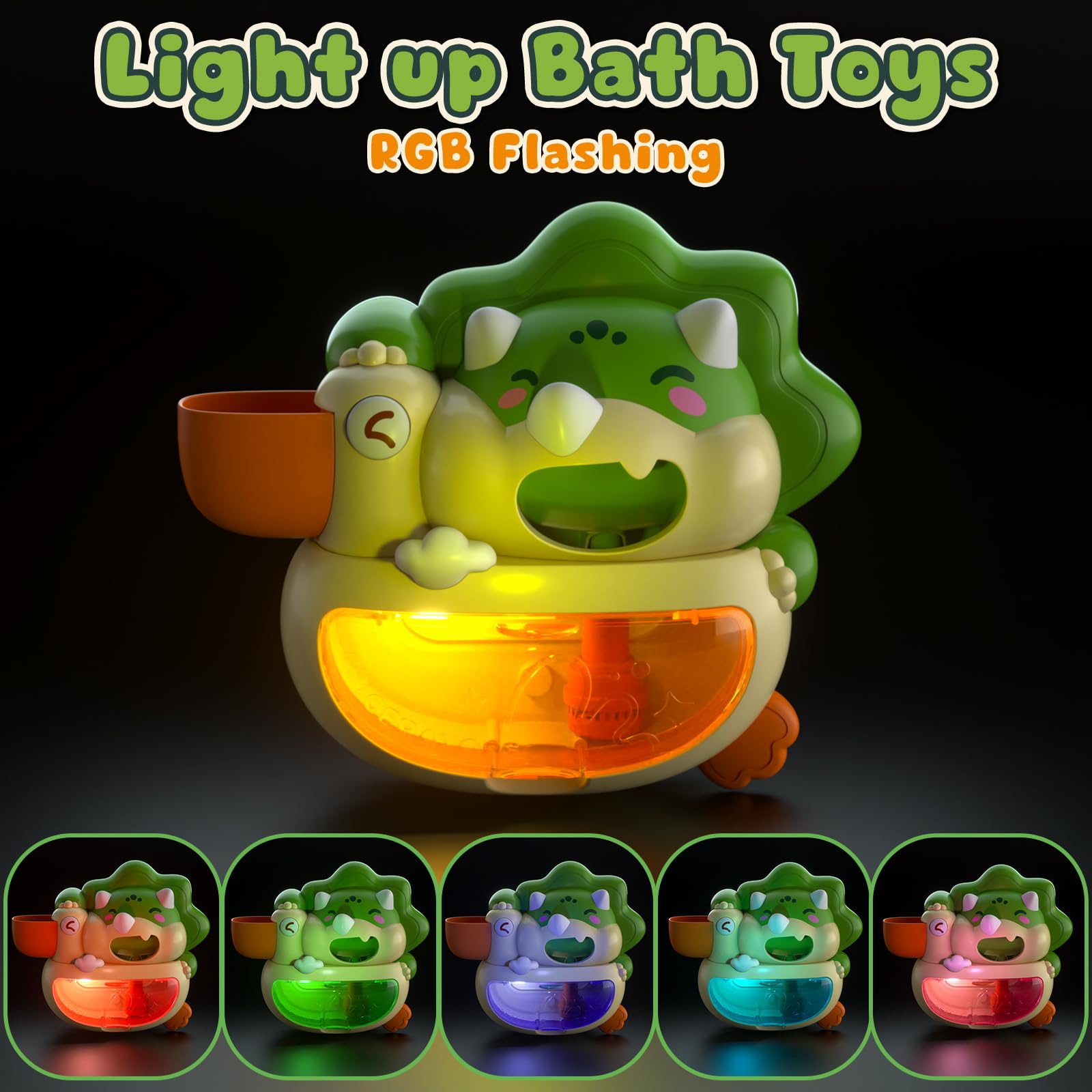 Lehoo Castle bubble toy lights up with color and music for entertaining baths.
