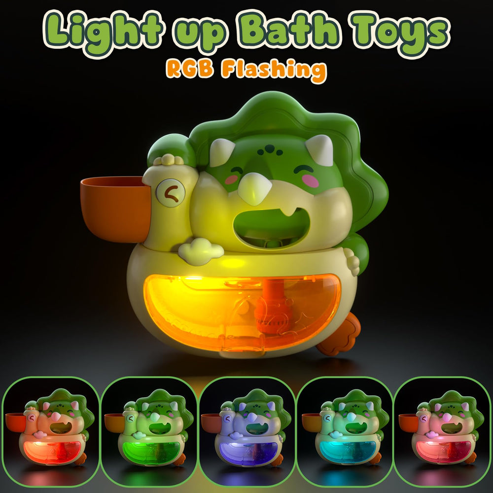Lehoo Castle bubble toy lights up with color and music for entertaining baths.