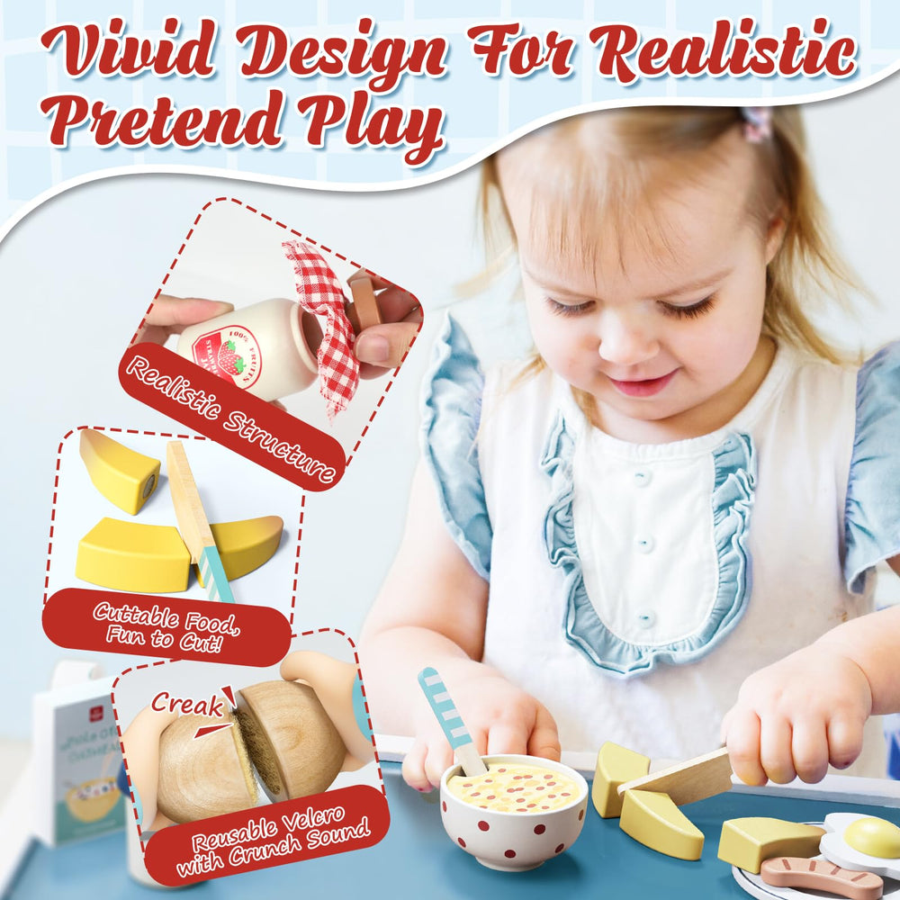Lehoo Castle wooden cutting banana for creative breakfast role play and fine motor practice