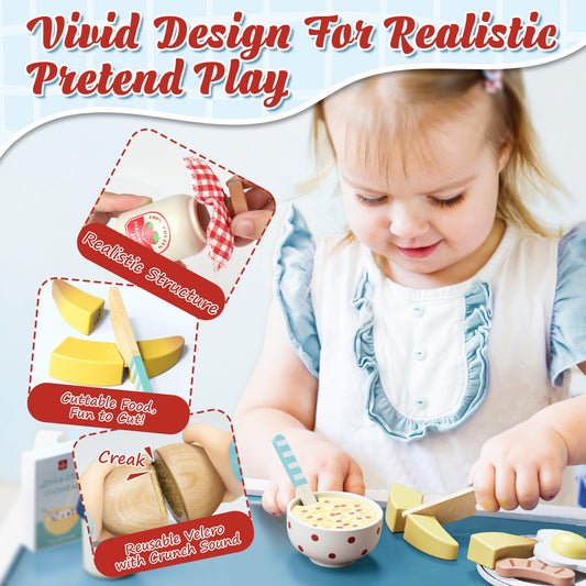 Lehoo Castle wooden cutting banana for creative breakfast role play and fine motor practice
