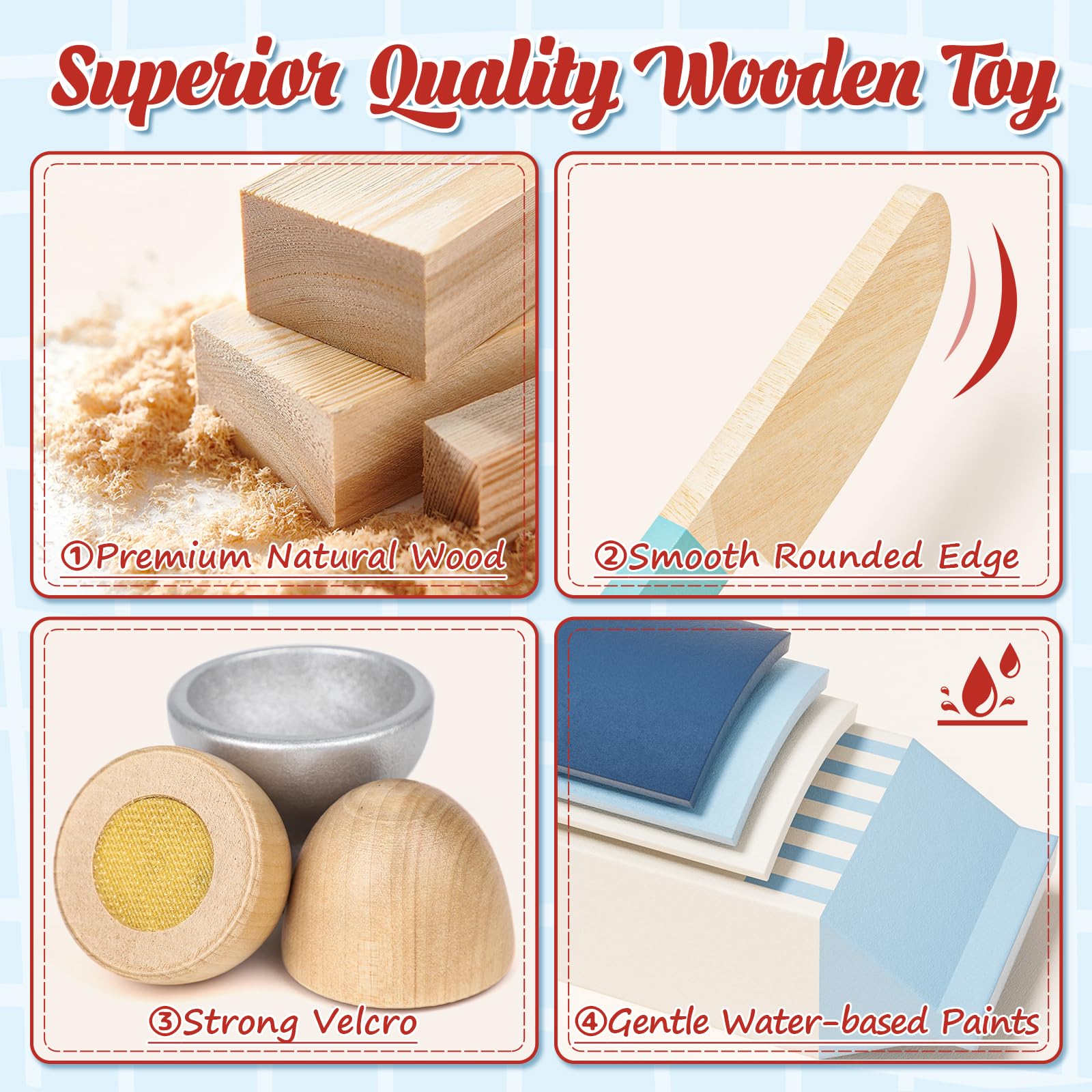 Lehoo Castle wooden toast slice for interactive breakfast time and cutting skill practice