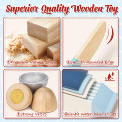 Lehoo Castle wooden toast slice for interactive breakfast time and cutting skill practice