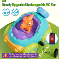 Lehoo Castle dino RC car side view showing ergonomic design