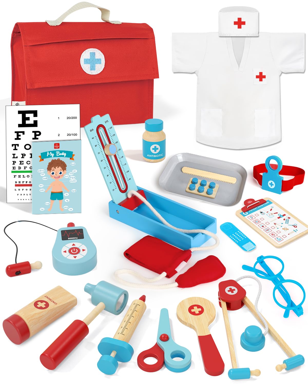 Lehoo Castle Doctor Kit coat and stethoscope for imaginative play.
